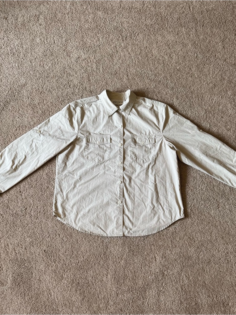 Women’s XL Vintage Y2K Jones Wear Sport Light Cream/Off White Button Up